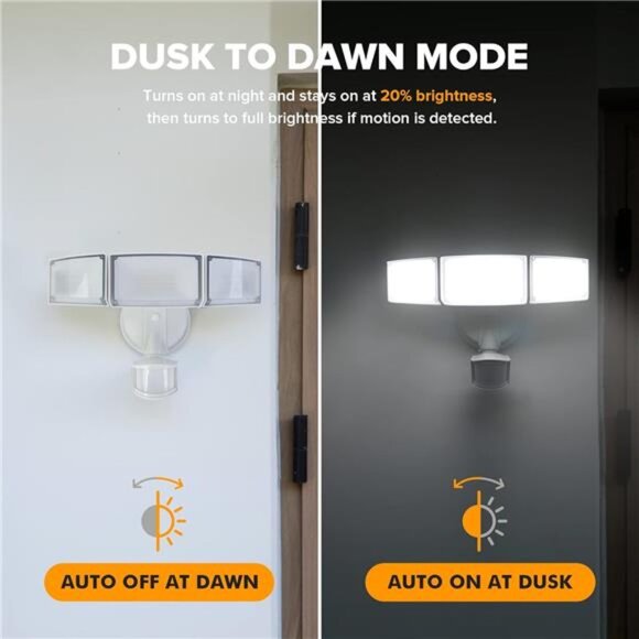 72W 6300LM LED Security Lights Motion Sensor Light Outdoor, 5000K Daylight, IP65 - Picture 5 of 7